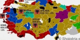 Harta e vendbanimeve të shqiptarëve në Turqi (Foto)