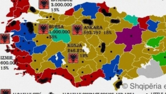 Harta e vendbanimeve të shqiptarëve në Turqi (Foto)