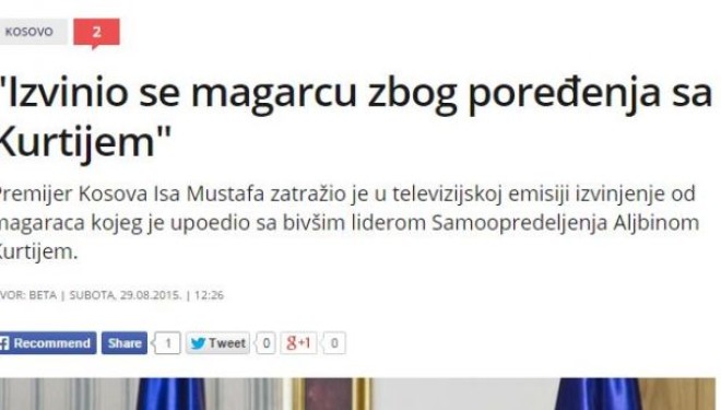 Gomari i Isa Mustafës bëhet lajm edhe në Serbi(FOTO)