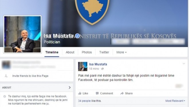 Mustafa fshin edhe postimin për Haradinajn, thotë se s’e shkroi ai