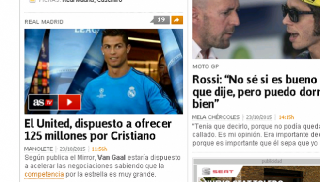 “AS”: Man. UTD ofron 125 milionë për Cristiano Ronaldon