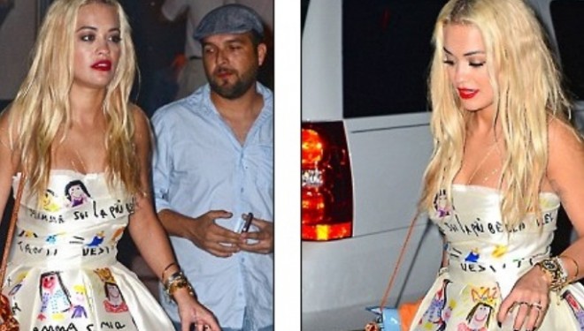 Rita Ora shkëlqen në fustanin e satinit të Dolce & Gabbana /FOTO