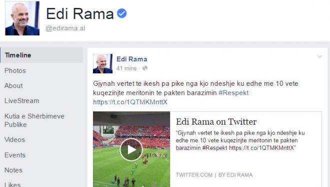 Rama dhe Berisha “sherr” në Facebook për ndeshjen