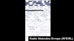 Një fëmijë që gjendet në kampin Roj, ka vizatuar dorën e tij dhe ka shkruar një letër në gjuhën boshnjake.
