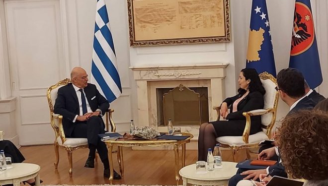 Presidentja Osmani pret në takim ministrin e Punëve të Jashtme të Greqisë