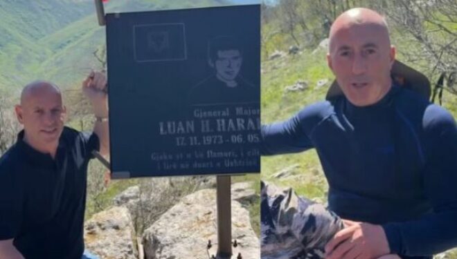 Haradinaj me bashkëluftëtar ngjitet në vendin ku ra Luani, bashkë me të edhe Lladrovci