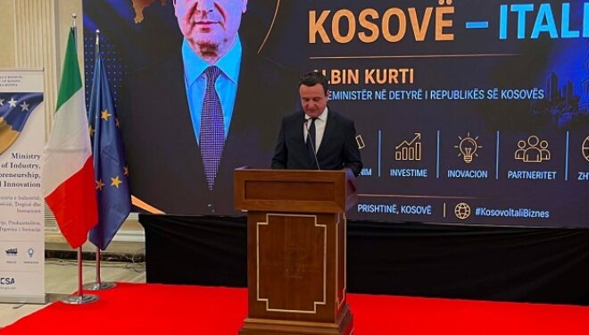 Kurti në forumin Itali–Kosovë: Kosova është e hapur për investime dhe partneritete serioze ekonomike