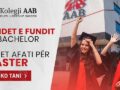Vendet e fundit në Bachelor po plotësohen me shpejtësi – Kolegji AAB hap konkursin për studimet Master! Vendet e fundit në Bachelor po plotësohen me shpejtësi – Kolegji AAB hap konkursin për studimet Master!