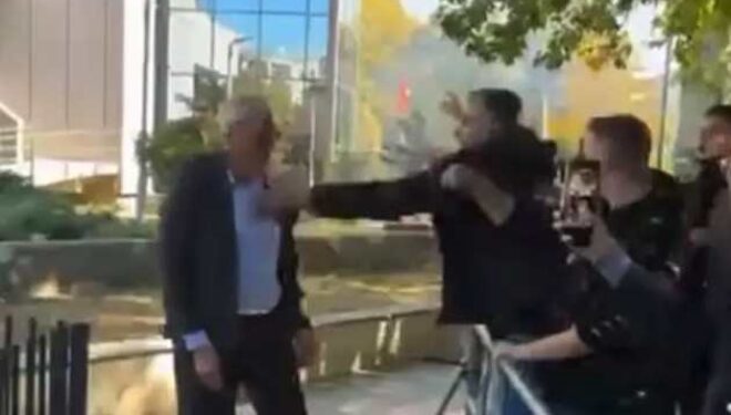 Kurteshi i VV-së përplaset fizikisht me protestuesit